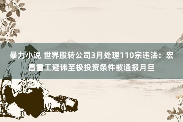 暴力小说 世界股转公司3月处理110宗违法：宏昌重工避讳至极投资条件被通报月旦