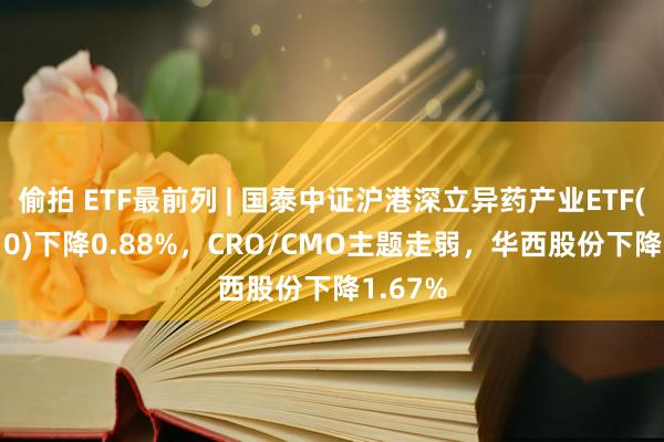 偷拍 ETF最前列 | 国泰中证沪港深立异药产业ETF(517110)下降0.88%，CRO/CMO主题走弱，华西股份下降1.67%