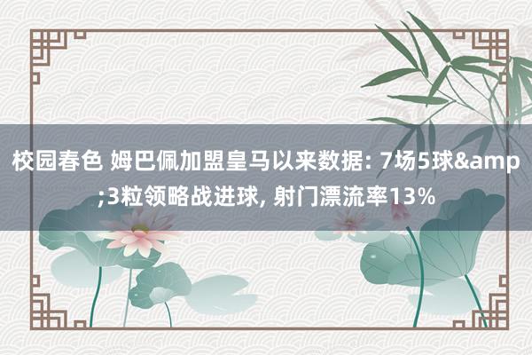 校园春色 姆巴佩加盟皇马以来数据: 7场5球&3粒领略战进球， 射门漂流率13%