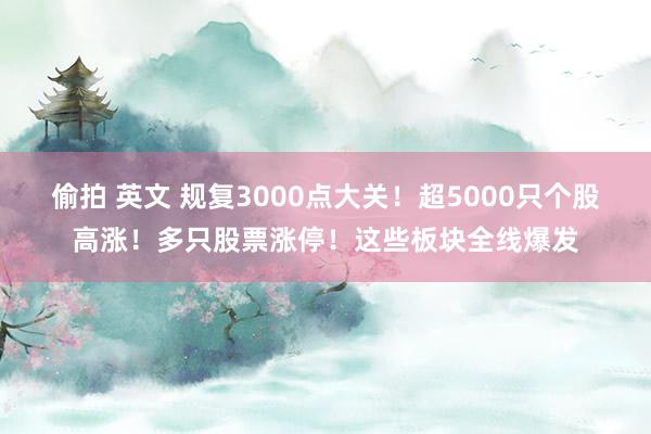 偷拍 英文 规复3000点大关！超5000只个股高涨！多只股票涨停！这些板块全线爆发