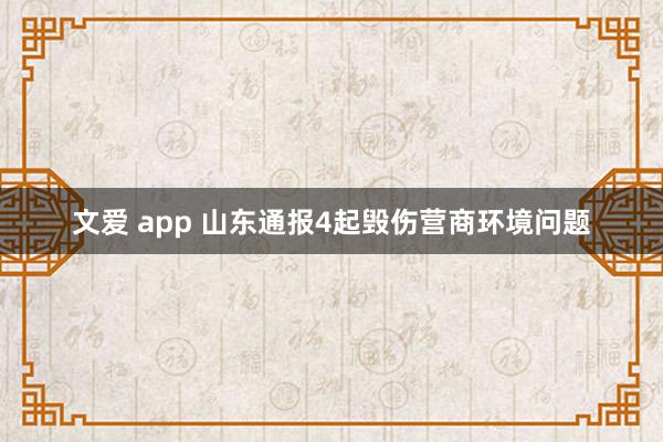 文爱 app 山东通报4起毁伤营商环境问题