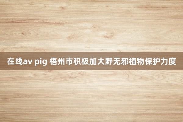 在线av pig 梧州市积极加大野无邪植物保护力度