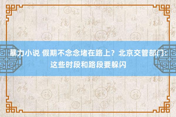 暴力小说 假期不念念堵在路上？北京交管部门：这些时段和路段要躲闪