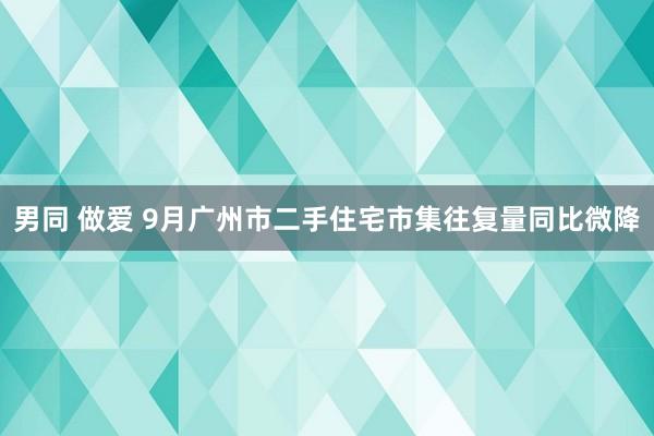 男同 做爱 9月广州市二手住宅市集往复量同比微降