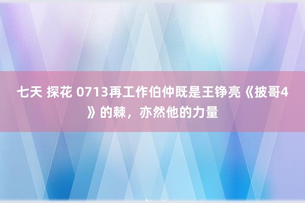 七天 探花 0713再工作伯仲既是王铮亮《披哥4》的棘，亦然他的力量