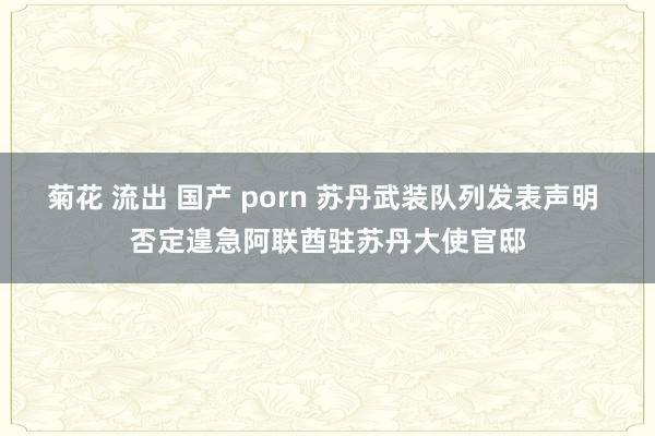 菊花 流出 国产 porn 苏丹武装队列发表声明 否定遑急阿联酋驻苏丹大使官邸