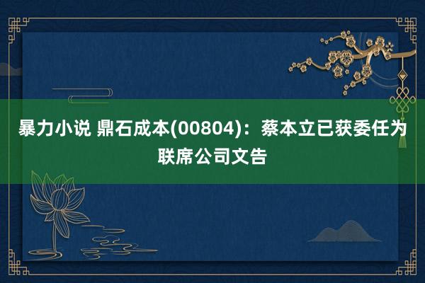 暴力小说 鼎石成本(00804)：蔡本立已获委任为联席公司文告