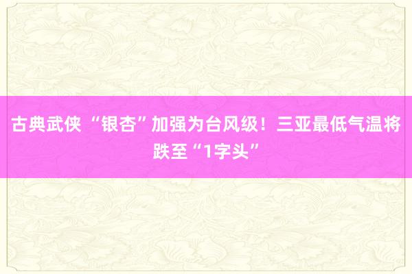 古典武侠 “银杏”加强为台风级！三亚最低气温将跌至“1字头”