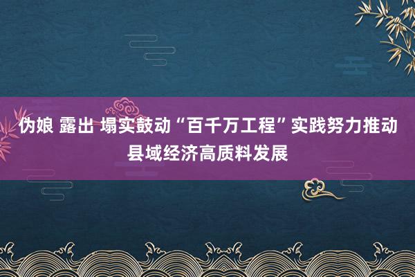 伪娘 露出 塌实鼓动“百千万工程”实践努力推动县域经济高质料发展