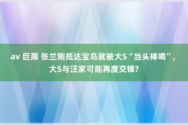 av 巨屌 张兰刚抵达宝岛就被大S“当头棒喝”， 大S与汪家可能再度交锋?