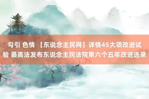 勾引 色情 【东说念主民网】详情45大项改进试验 最高法发布东说念主民法院第六个五年改进选录