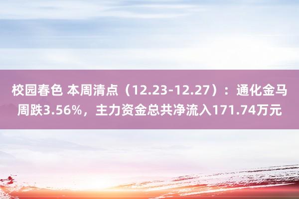 校园春色 本周清点（12.23-12.27）：通化金马周跌3.56%，主力资金总共净流入171.74万元