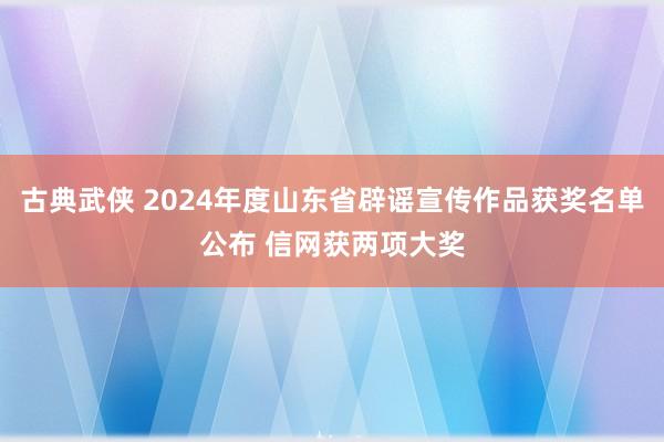 古典武侠 2024年度山东省辟谣宣传作品获奖名单公布 信网获两项大奖