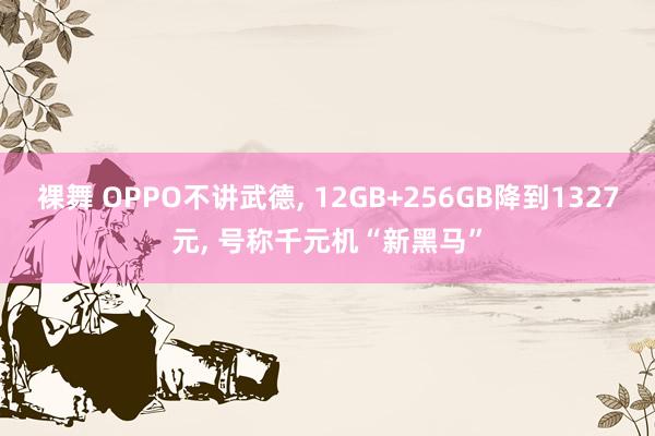 裸舞 OPPO不讲武德， 12GB+256GB降到1327元， 号称千元机“新黑马”