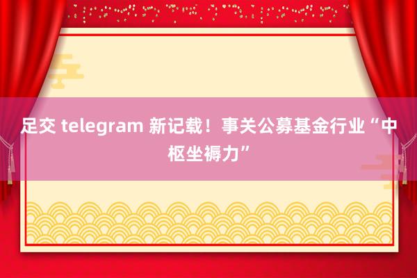 足交 telegram 新记载！事关公募基金行业“中枢坐褥力”