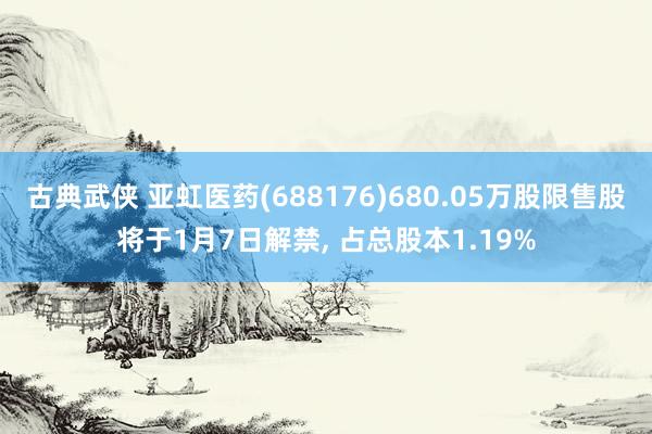 古典武侠 亚虹医药(688176)680.05万股限售股将于1月7日解禁， 占总股本1.19%