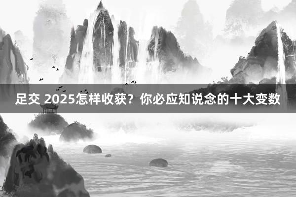 足交 2025怎样收获？你必应知说念的十大变数