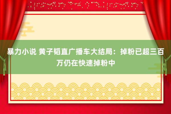 暴力小说 黄子韬直广播车大结局：掉粉已超三百万仍在快速掉粉中