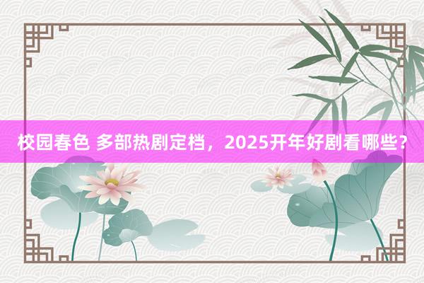 校园春色 多部热剧定档，2025开年好剧看哪些？