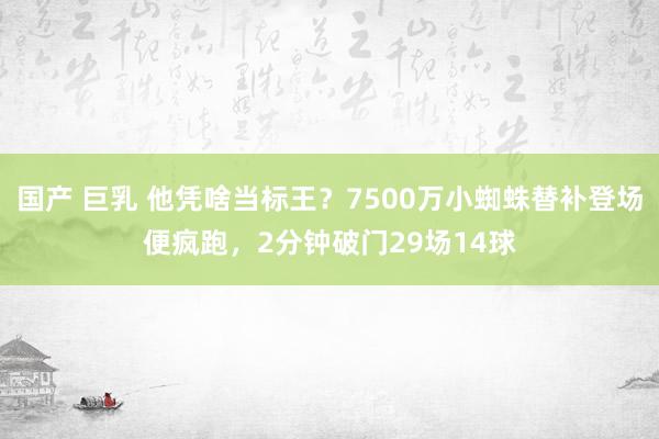 国产 巨乳 他凭啥当标王？7500万小蜘蛛替补登场便疯跑，2分钟破门29场14球