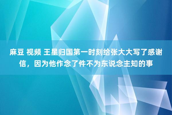 麻豆 视频 王星归国第一时刻给张大大写了感谢信，因为他作念了件不为东说念主知的事